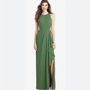 After Six‎ NATURAL WAIST Ruffle Slit BRIDESMAID DRESS Vineyard Green Size 6
